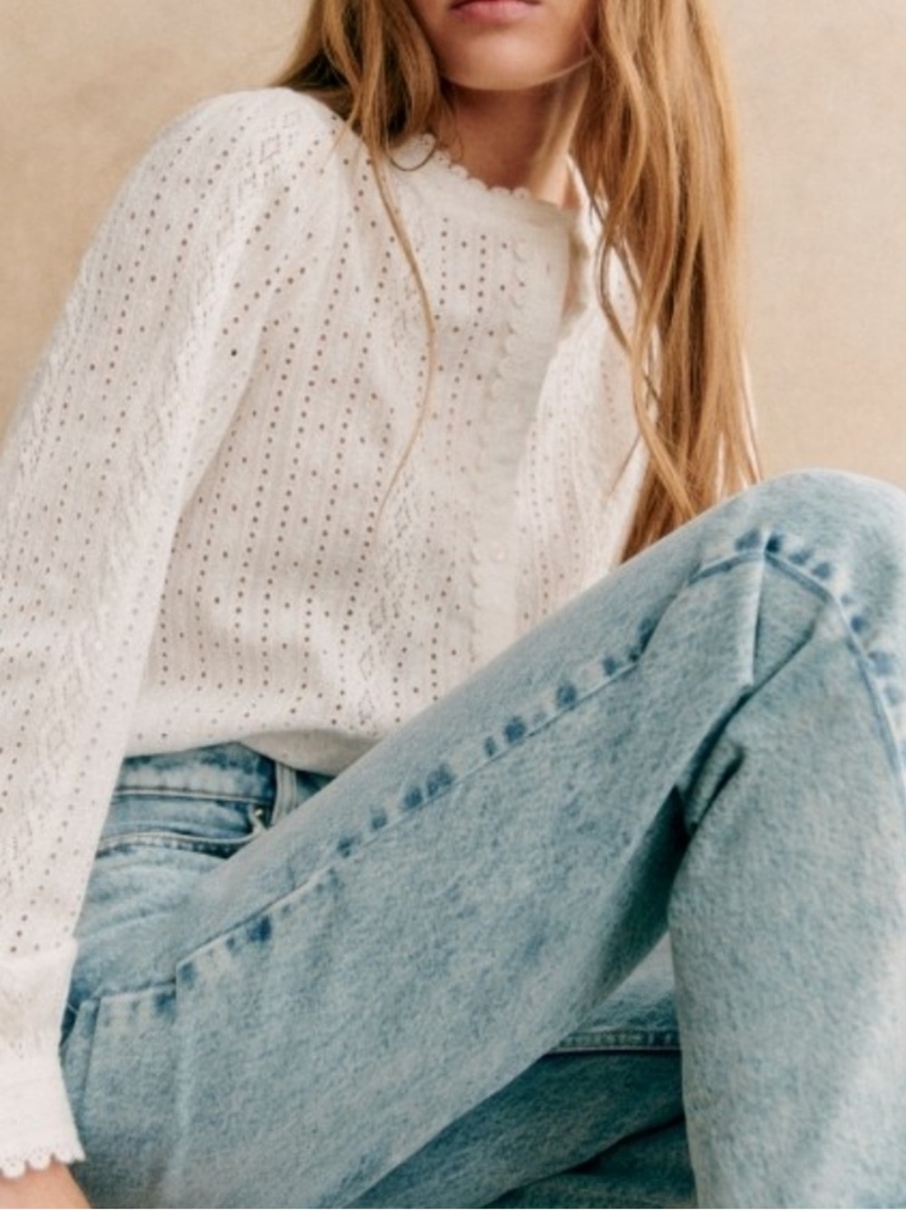 SEZANE Marinette Eyelet Button Down Shirt White Exru - NWOT, 36 / Small / 4 - Picture 16 of 16